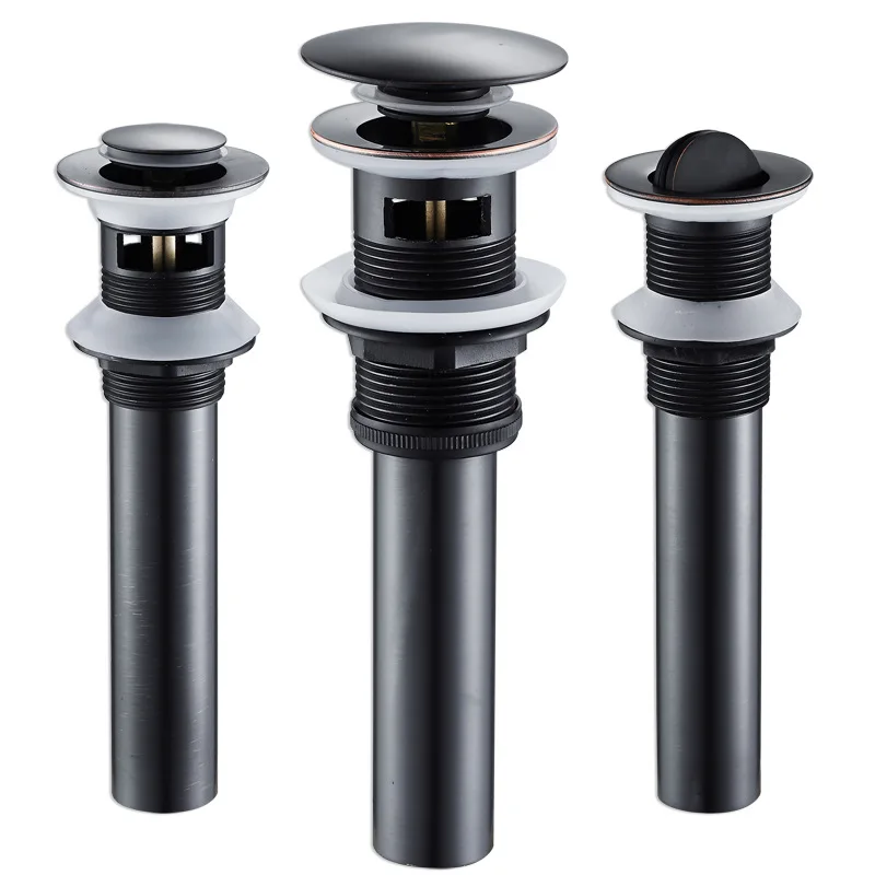 Слив для раковины в ванной комнате черная Выдвижная Стопорная стойка флип-верх