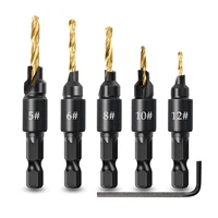 6 packs twist drill bit opener countersink counterbore woodworking chamfer high speed steel accessories wood pvc soft metal