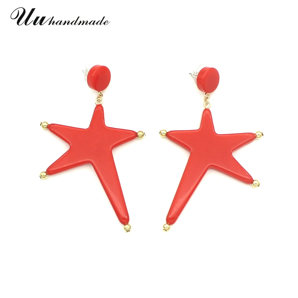 Акриловые в форме звезды черного и серого цвета свисающие серьги для женщин