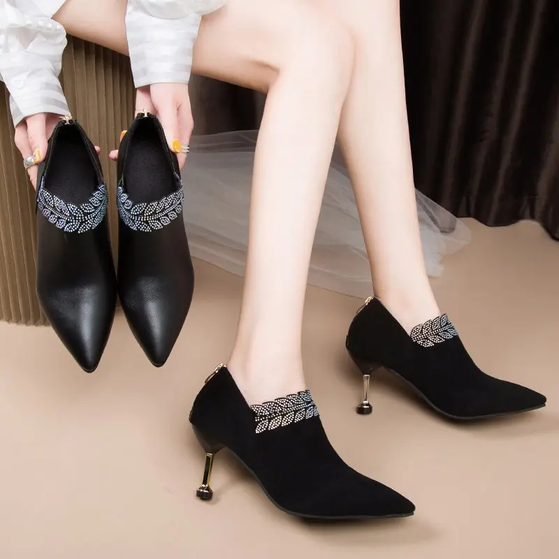 Woman fashion Autumn winter pointed toe high heel boots lady casual ankle martin female cool street botas | Обувь