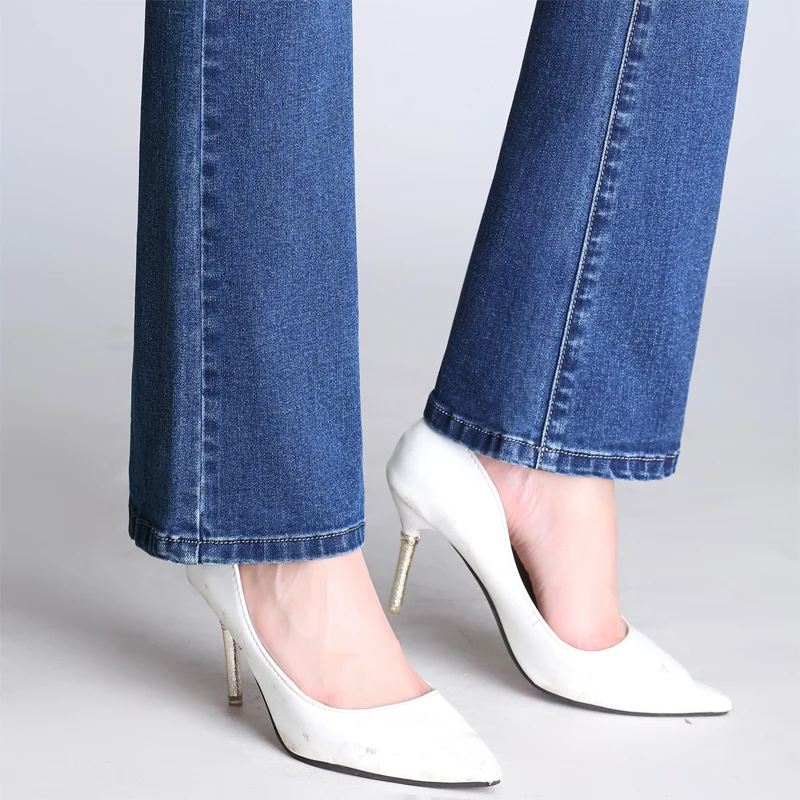 

2021 New High-quality Fashion Women Flare Jeans Stretch High Waist Lifting Buttocks Wide Leg Palazzo Denim Pants Spring Autumn