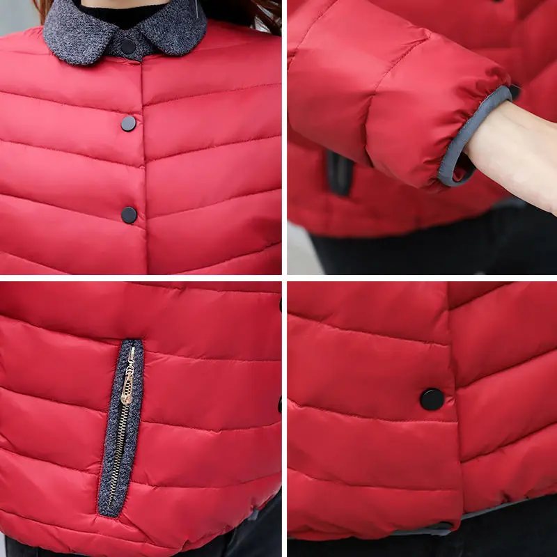 

Down cotton light small cotton padded jacket women's short 2019 new middle-aged mother thin autumn winter large cotton jacket