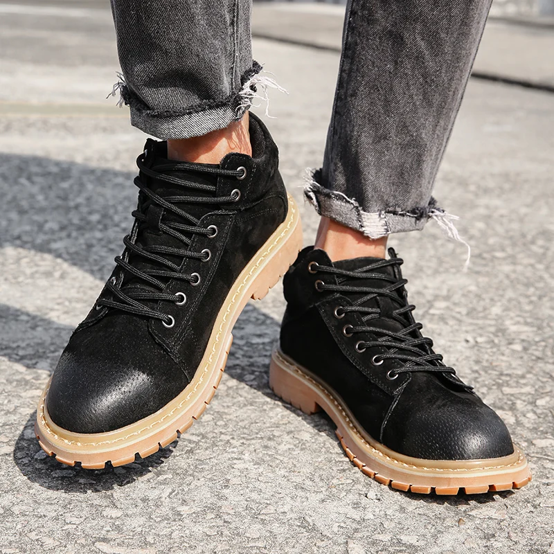 

Mens Shoes Suede Sneakers Luxury Brand England Trend Men Casual Shoes Mens Lace-up Leisure Walk Ankle Boots Retro Male Footwear