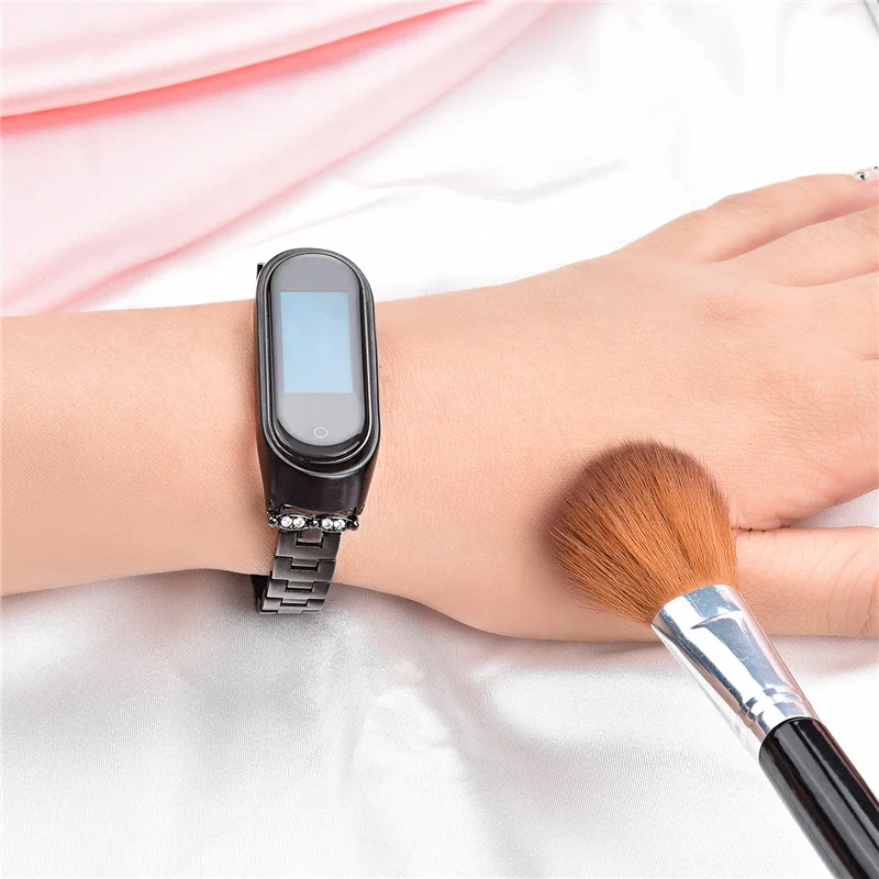 

Stainless Steel Bracelet for Xiaomi Mi Band 6 5 Slim Watchband Strap Miband 4 Wristband Replacement Bling Belt Adjustable Woman