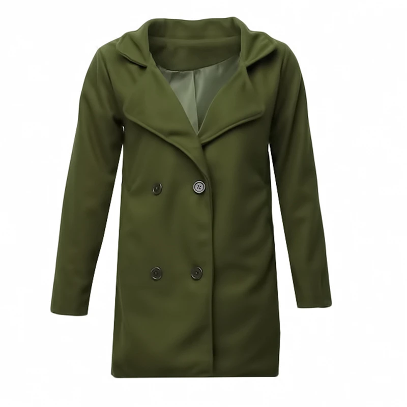 

Women's Woolen Coat New Fashion Long Loose Double-breasted Slim Type Female Autumn Winter Warm Wool blends