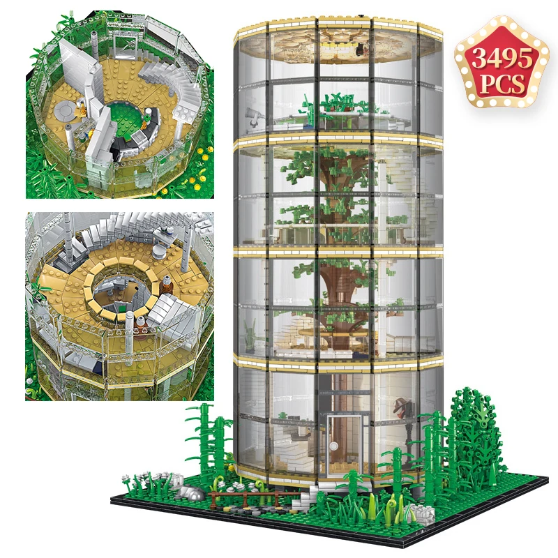 High-tech Designer City Architecture Static Model Building Block Big Glass House Bricks Birthday Christmas Gift For Children |