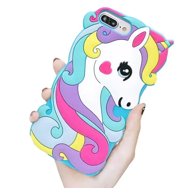 

Luxury 3D Cute Cartoon Unicorn Horse Case for iphone 6 6S 7 8 plus XS Max XR Soft Silicone Rubber Cover For iPhone X Phone Cases