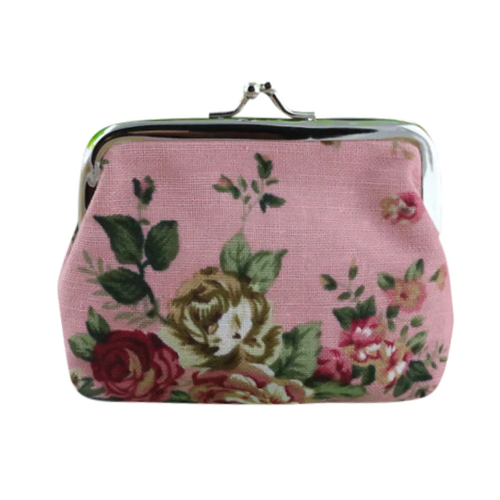 Креативный Кошелек для монет из парусины с розовой пряжкой сумка ткани Женская