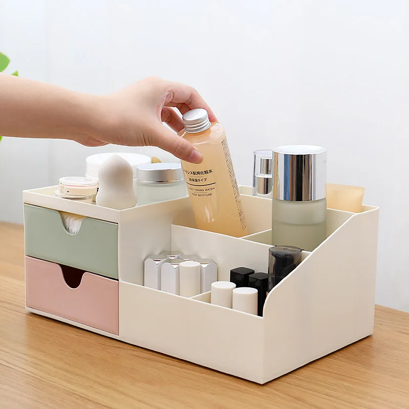 Косметический отсек для хранения двухслойный бытовой пластиковый ящик ухода за