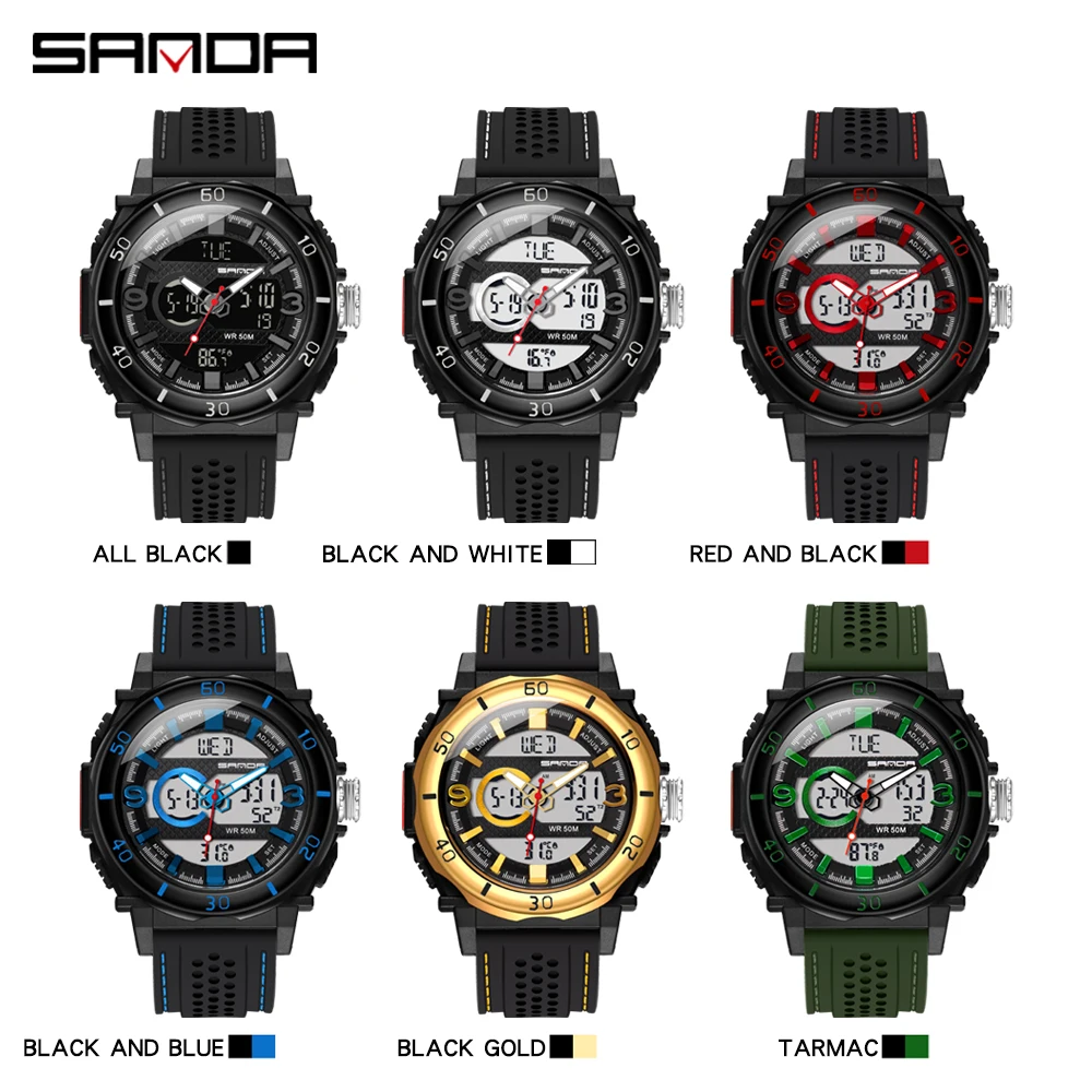 Спортивные часы Для мужчин Лидирующий бренд 50 м Водонепроницаемый термометр
