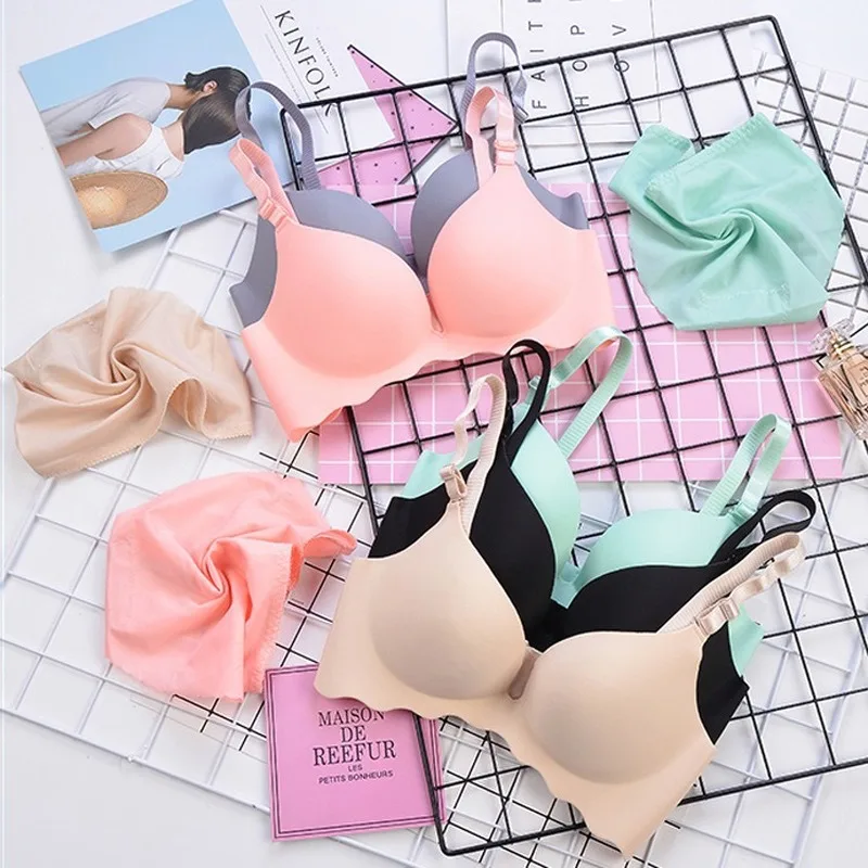Fashion Sexy thin Cup Bras For Women Push Up Lingerie one piece Bra Wireless Bralette Intimates female Underwear A B C