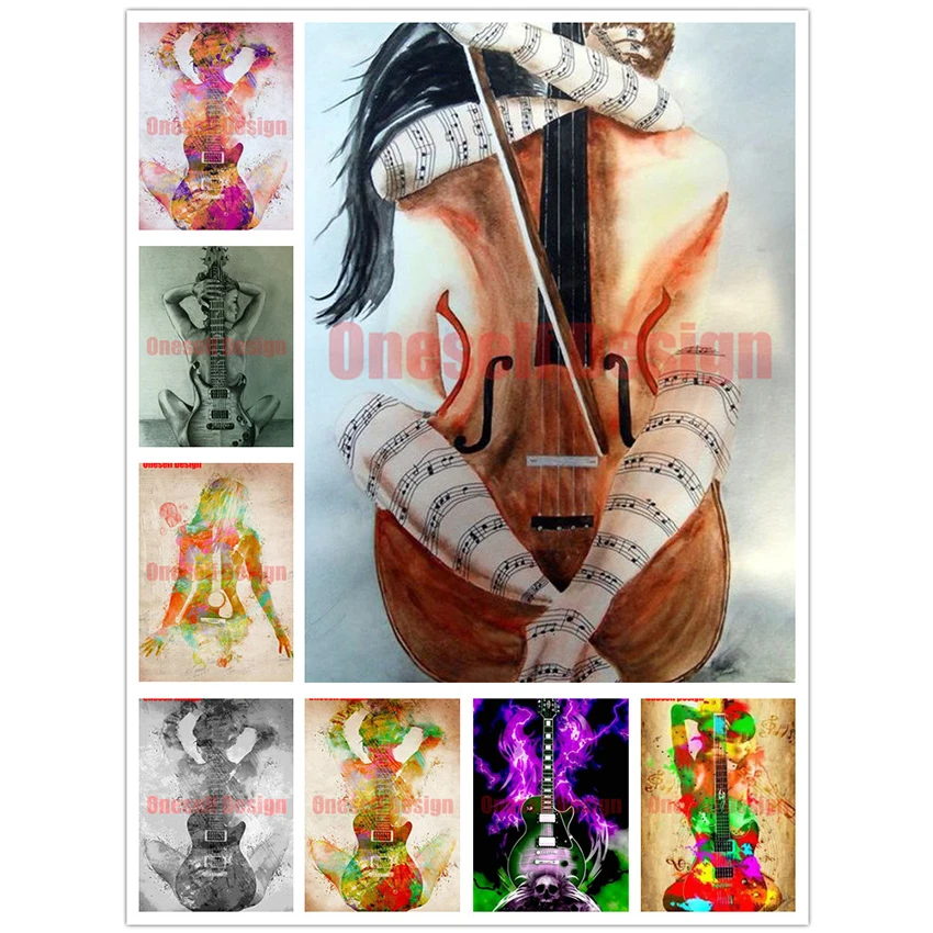 Топ Популярные Стразы картины гитара 5d алмазная живопись полный
