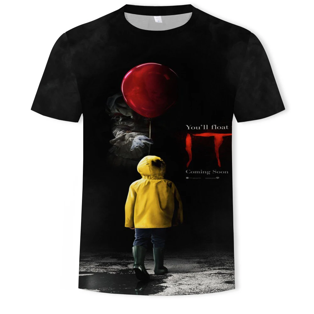 

Pennywise-мужская футболка с изображением клоуна из мультфильма костюм на Хэллоуин из чистого хлопка под заказ, высокое качество, Повседневная ...