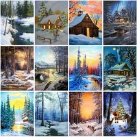 diy snow scenic 5d diamond painting full square drill cross stitch kit landscape mosaic resin embroidery wall art home decor
