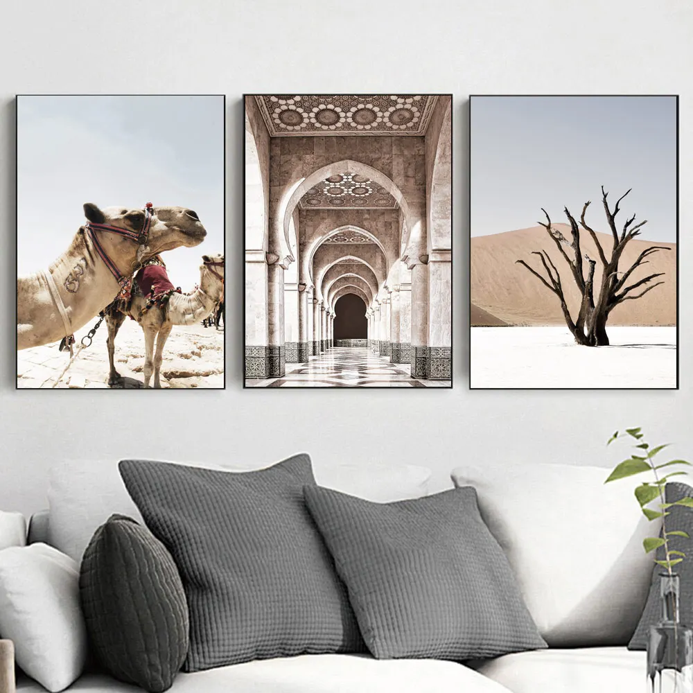

Morocco Door Desert Camel Wall Art Pictures Landscape Canvas Painting Nordic Poster And Print For Living Room Home Decor