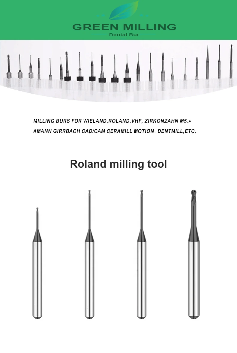 DC/DLC 3PCS a Lot (1.0mm/2.0mm/2.5mm) Milling Cutters for Roland Machine Consumables for Zirconia CadCam System