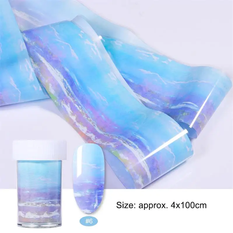 1 Roll-6 4*50 см серия Psychedelic Sky Фольга для ногтей смешанные узоры наклейки для переноса ногтей аксессуары дизайн для украшения ногтей 10 узоров - Цвет: 1 Roll-6