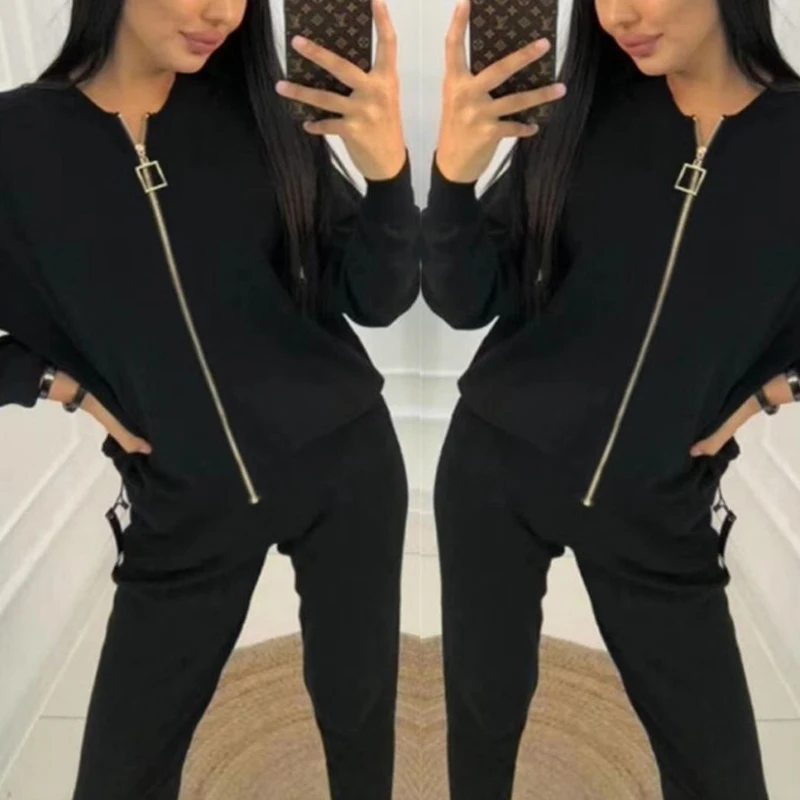 Женский трикотажный спортивный костюм из трех предметов кардиган на молнии +