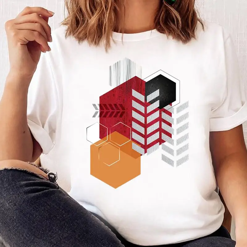 

Футболка женская с коротким рукавом, мультяшный рисунок 90-х, модная рубашка с абстрактным принтом, Топ для женщин