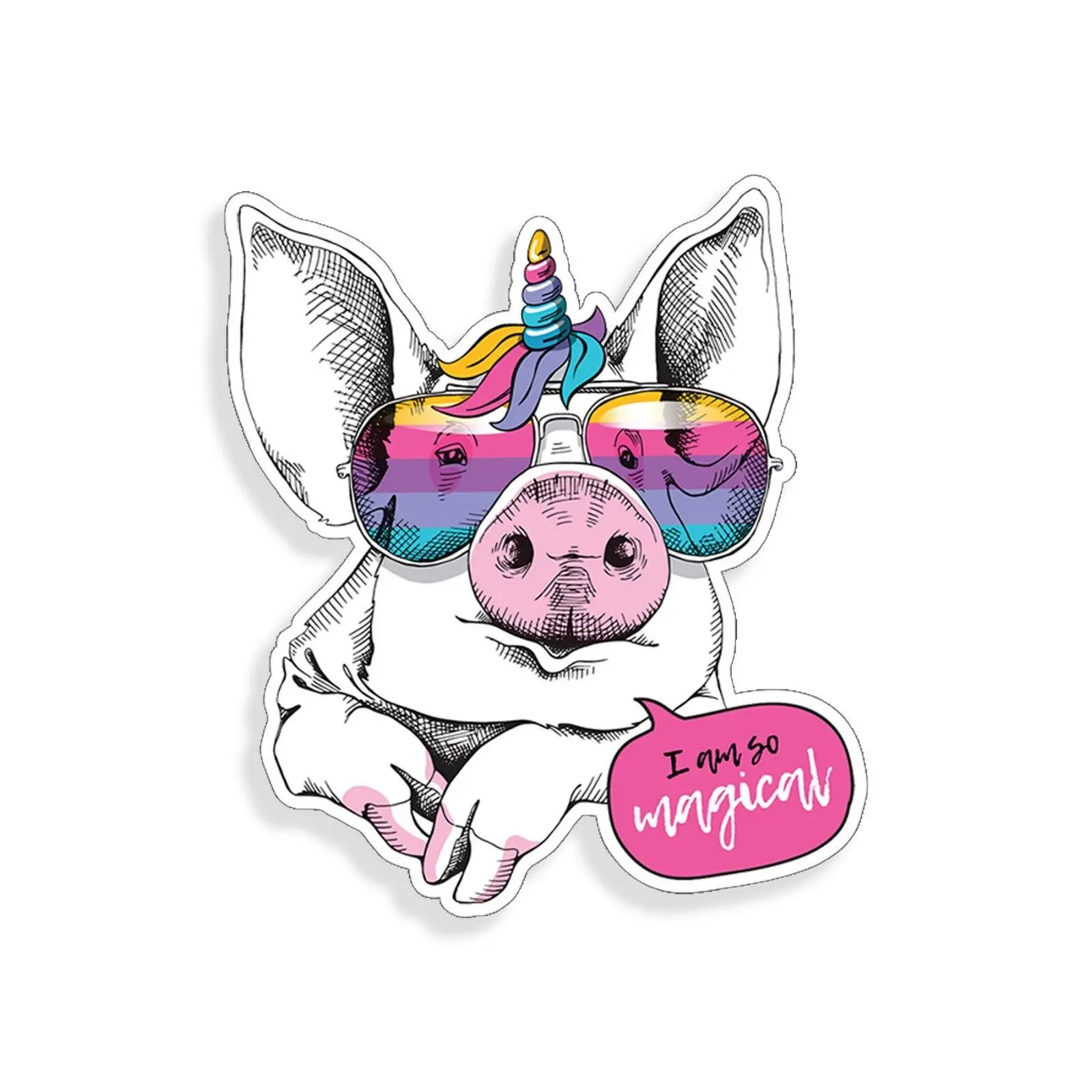 

Personalized stickers Pig Unicorn Sticker Magical Rainbow Laptop Box Car Vehicle Window Bumper Decal Waterproof Vinyl Decals