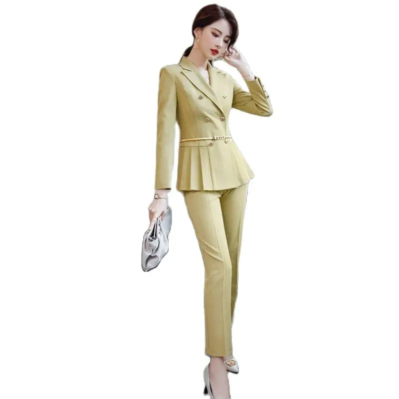 

Autumn Winter Women Small Suit 2 Piece Set Blazer Lady Korean Version Slim Casual Jacket Women's Fashion Two piece Set SuitR1484