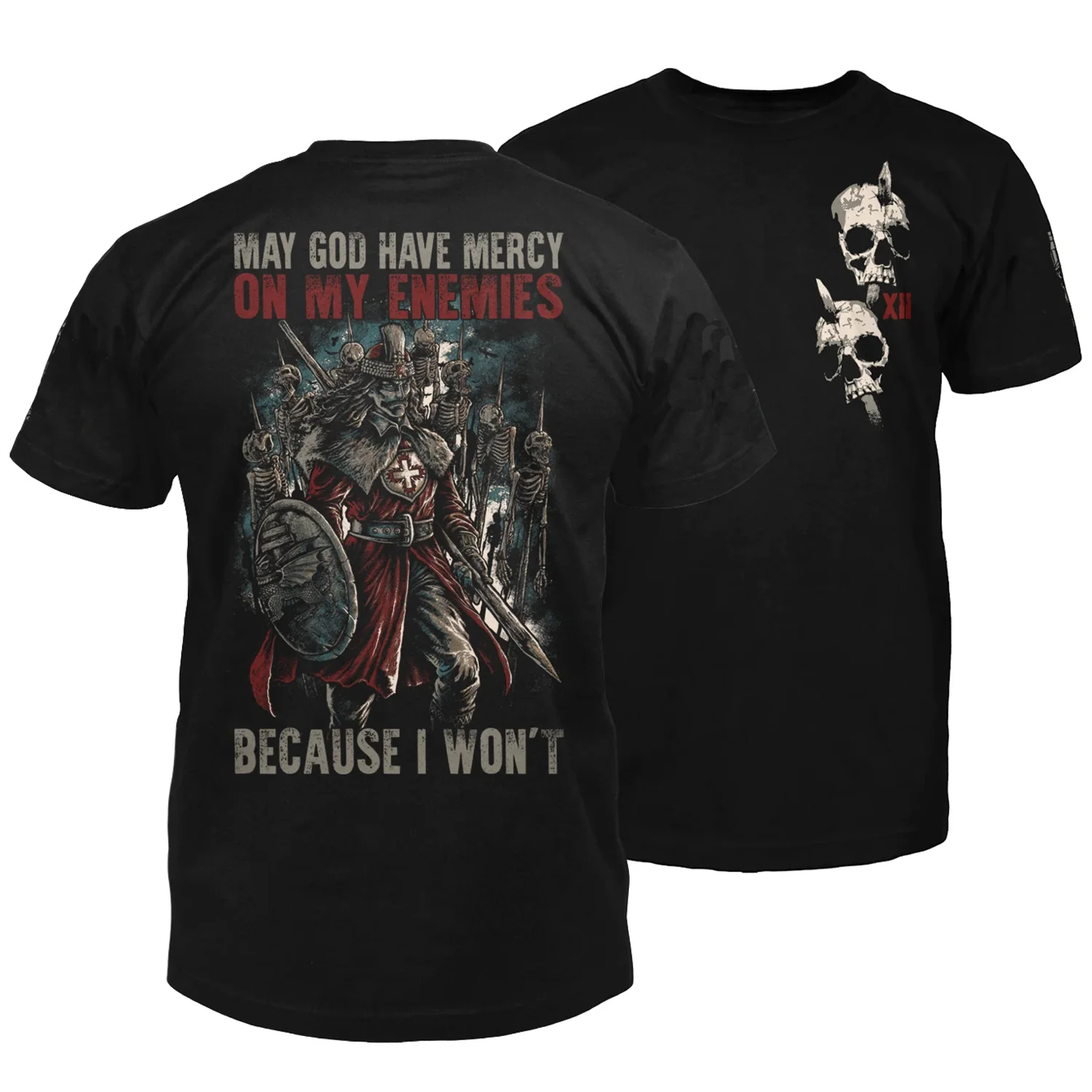 Футболка Crusader Knight Templar Vlad The Impaler III. Летняя хлопковая короткий рукав с круглым
