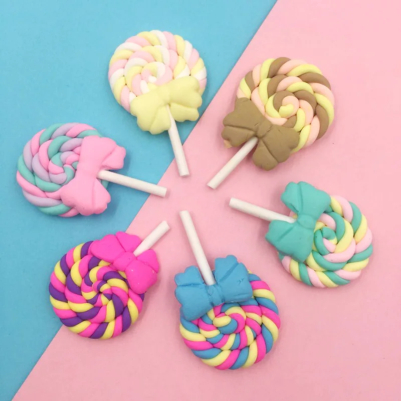 10 шт. 45 мм мягкий глиняный Красочный леденец слайм украшения ремесла плоская