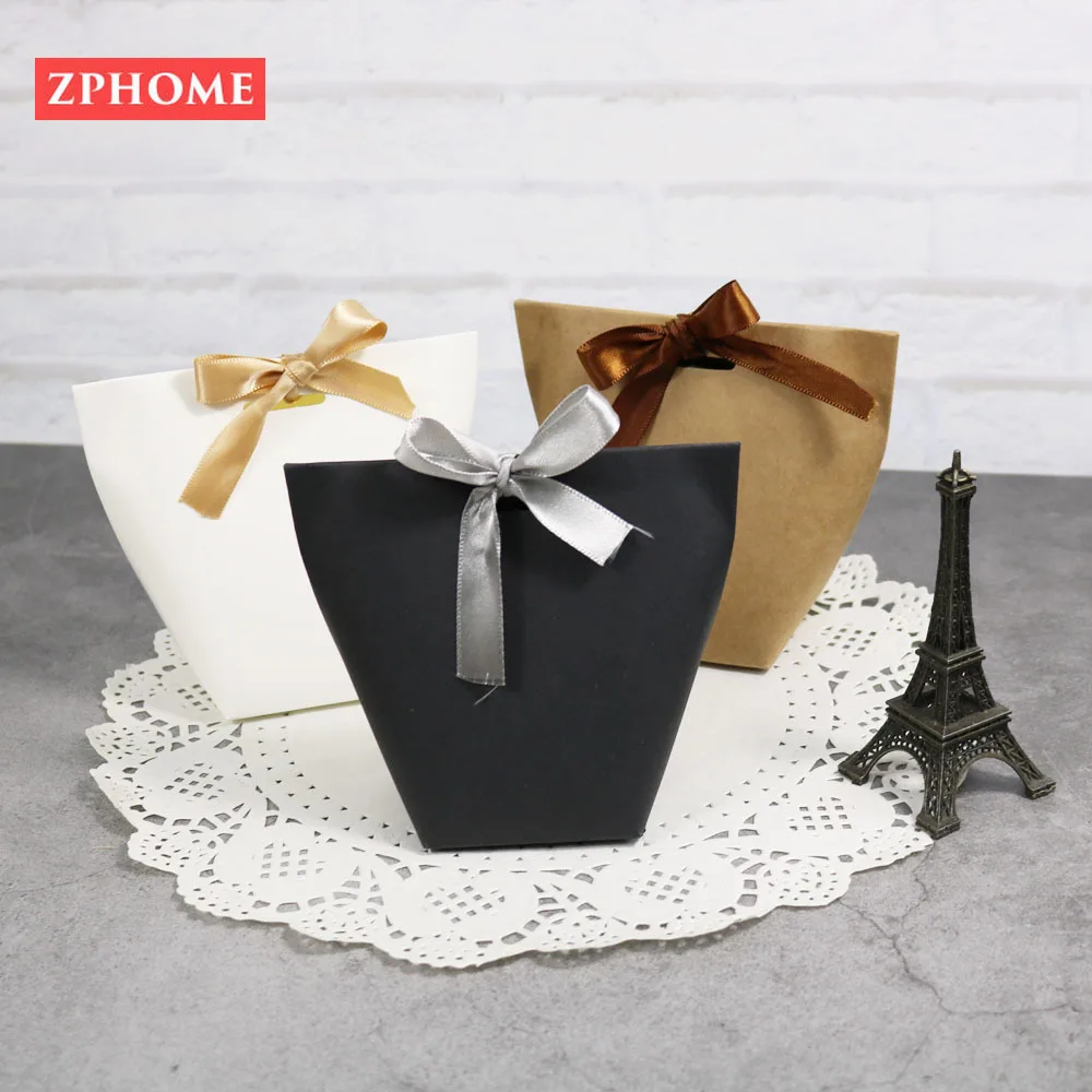 50 шт. чистая крафт бумага белая черная Свадебная сумка для конфет Подарочная