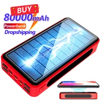 80000mah solar power wireless bank portable charger outdoor power bank external battery poverbank for xiaomi mi samsung iphone13