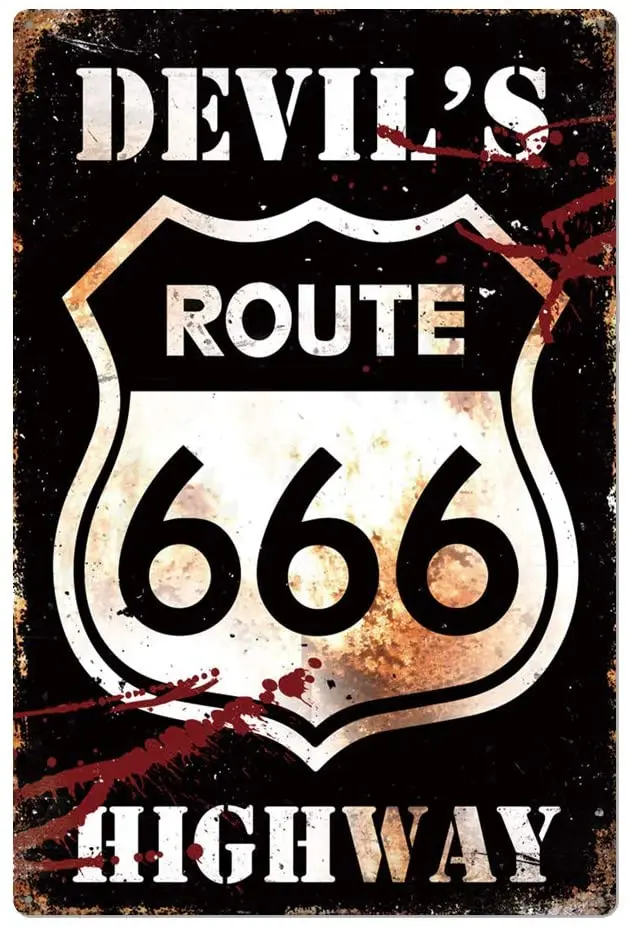 

Route 666 оловянные металлические знаки, Настенный декор, домашняя дверь паба, винтажный настенный постер, табличка