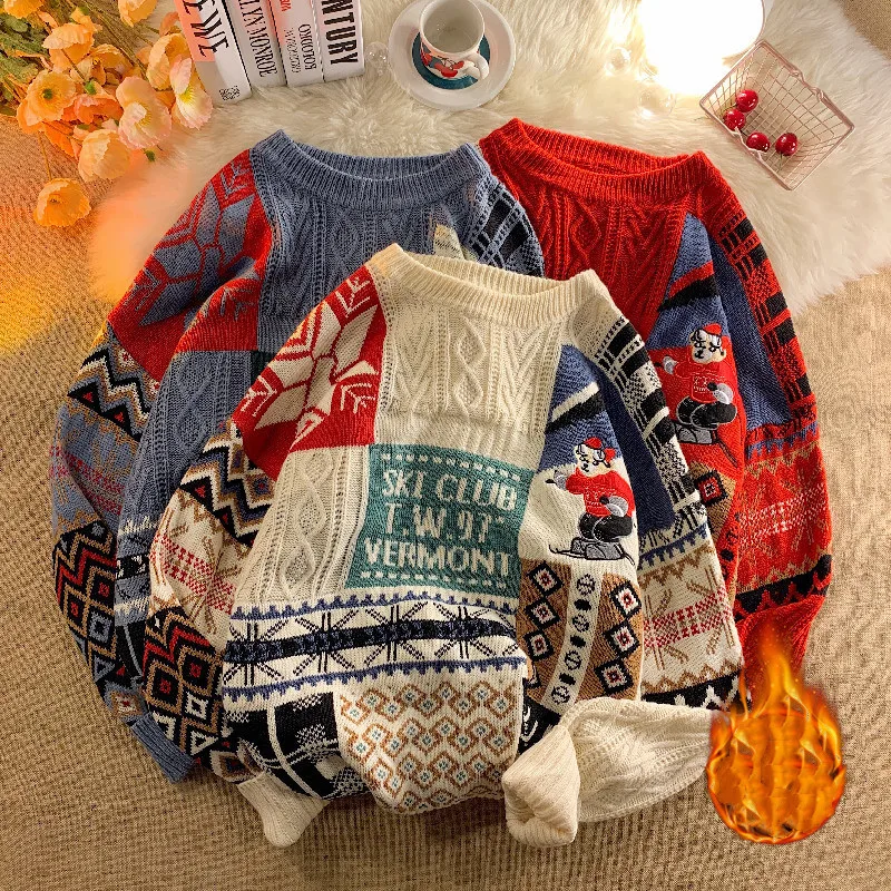 

Ugly Christmas Men Sweater Autumn Casual Cartoon Lazy Harajuku Clothes Knit Streetwear Oversized Pullover New Year Unisex