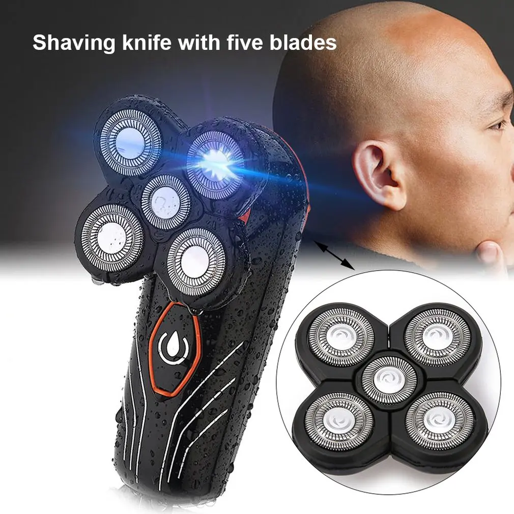 

Rechargeable Waterproof Self-Care Head Shaving Razor 5-Head Waterproof Floating Shaving Blade Razor Men