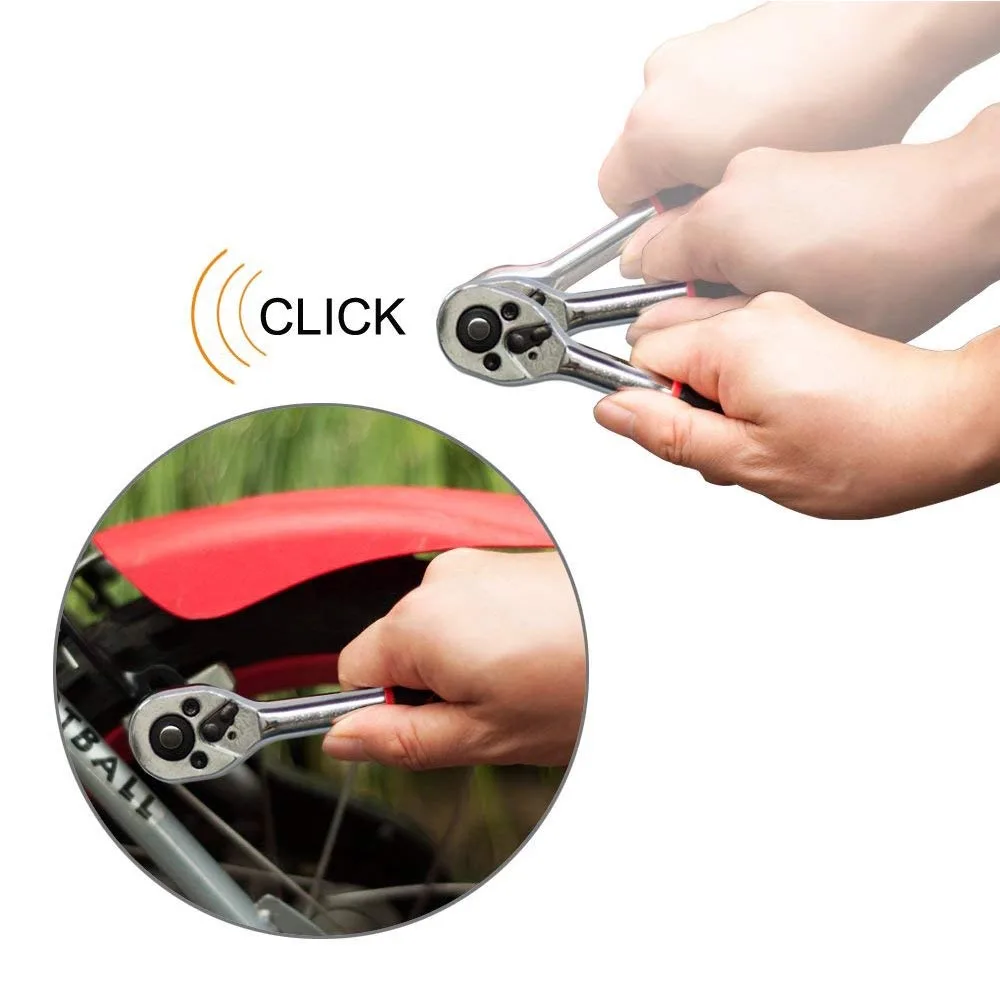 

Car Tool 12pcs 1/4 Inch Ratchet Socket Wrench Set Drive Socket Set Released Ratchet Handle and Extension Bar Tool for Car Repair