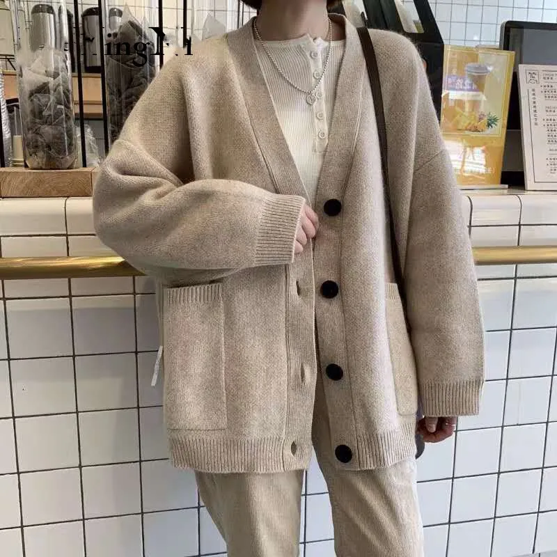 

Beiyingni Autumn Winter Sweater Women Loose Outwear Cardigan Casual Women's Jacket Thick Warm Chic Knitted Long Tops Coat Female