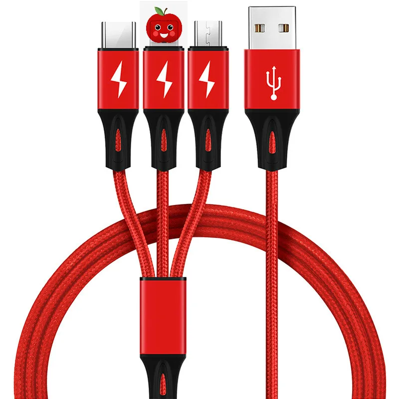 5V 3A быстро 3 в 1 Usb type C кабель Micro для телефона зарядный шнур Xiaomi Redmi samsung Note 10 iPhone 7 8