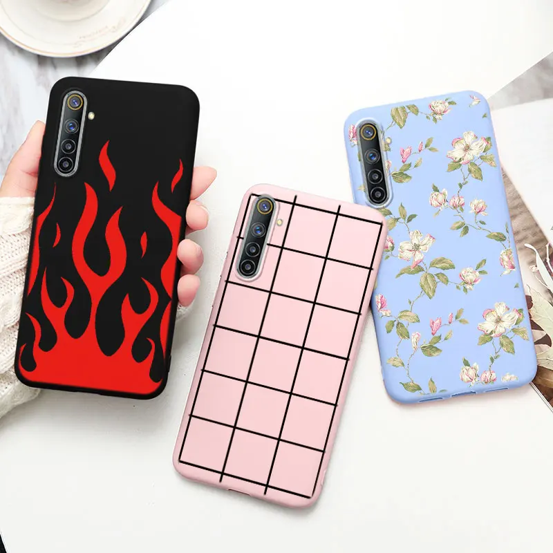 silicone phone case for oppo realme 6 pro cases soft tpu back cover for realme 6 pro 6i 6 i realme6 flower protective bumper bag free global shipping