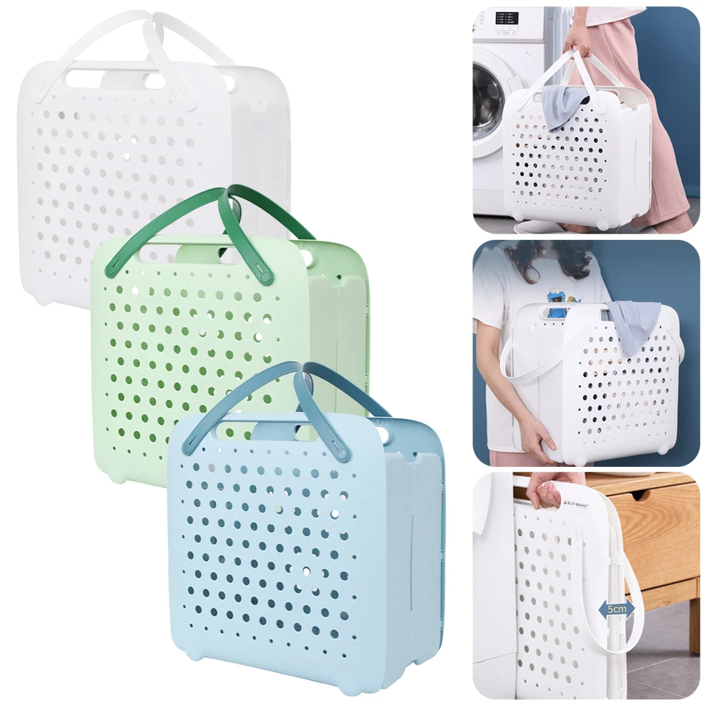 

New Foldable Laundry Hamper Plastic Clothes Storage Basket Waterproof Laundry Basket with Handles Clothes Bag Home Organizer