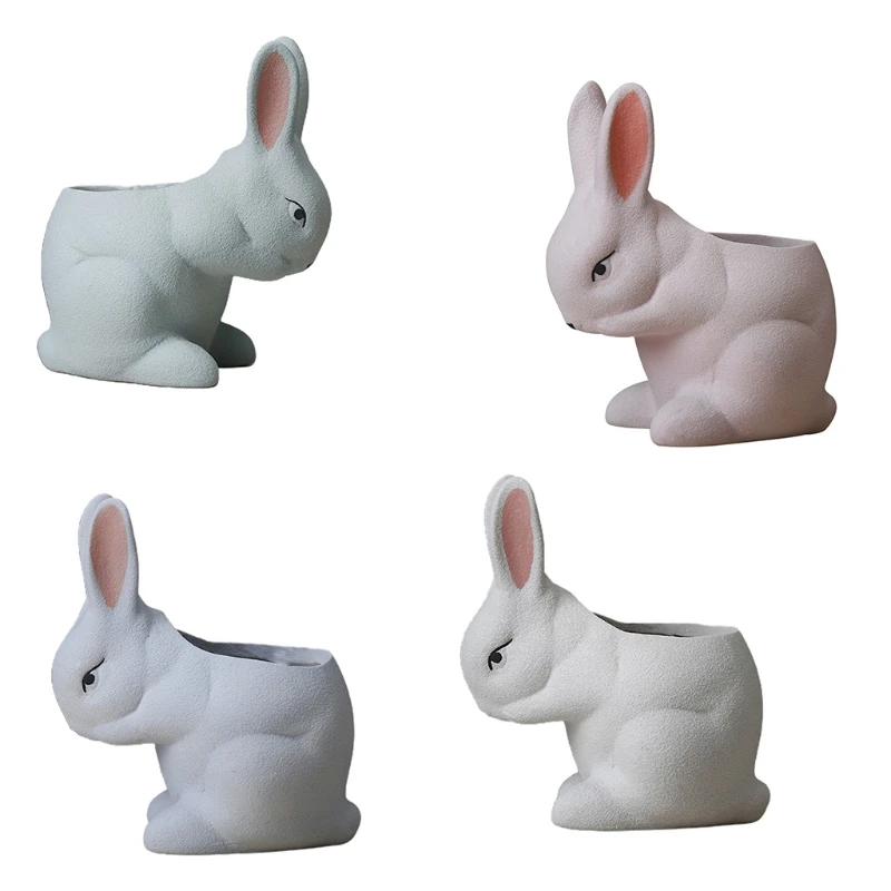 

Керамический горшок для суккулентов, мультяшный Кролик, Кролик, зайчик, в форме животного, кактус, цветочный держатель, садовый горшок, укра...