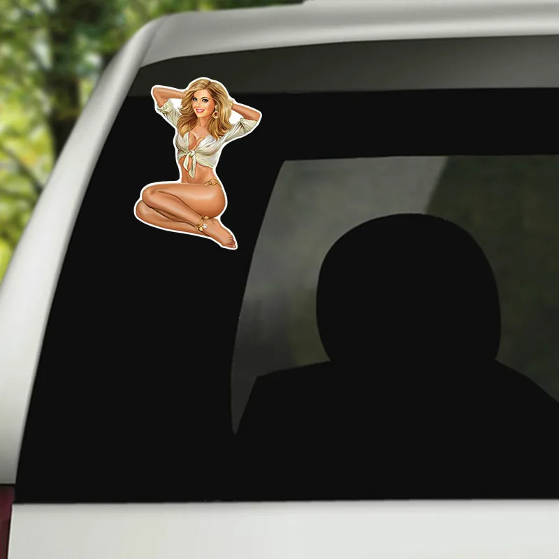 

personality car stickers Cover scratches Sexy beauty white transparent temptation funny car sticker auto decals 18cmX13.5cm