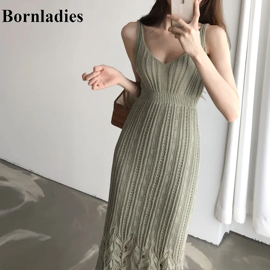 Женское платье жилет с тонкими лямками bornlady летнее трикотажное из ледяного шелка