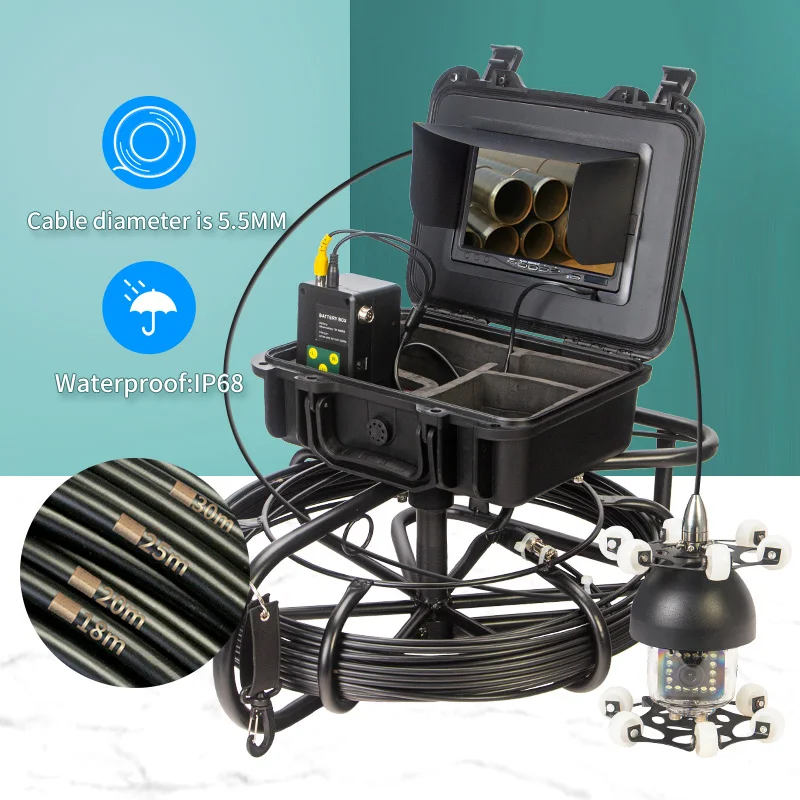 

360°whirl Detection Pipe Pipeline Drain Sewer Camera Inspection Endoscope DVR Recording Borescope with waterproof 7 inch Monitor