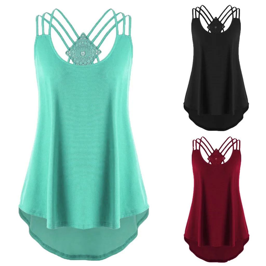 Женская туника топ с круглым вырезом без рукавов|Майки| |