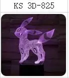 3D-825 Покемон умбреон Mewtwo Gengar 3D 7 цветов лампа визуальный светодиодный ночник для детей сенсорный Usb стол Lampara детский спальный ночник - Испускаемый цвет: 3D-825