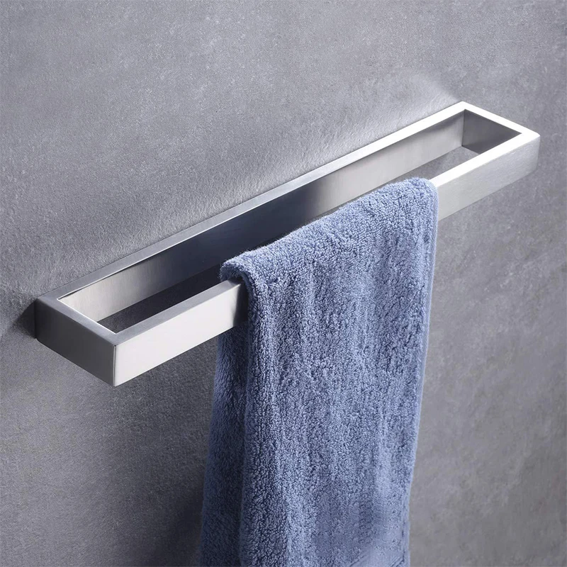 

Bathroom HardwarTowel Holder Rack Hanger Black Silver 304 Stainless Steel Wall Hanging Towel Bar Organizer Kitchen Storage Shelf