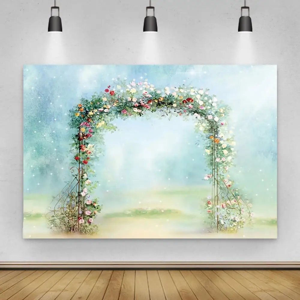 

Old Master Oil Painting Floral Gate Door Background For Wedding Party Indoor Decor Backdrop Photography For Photo Studio