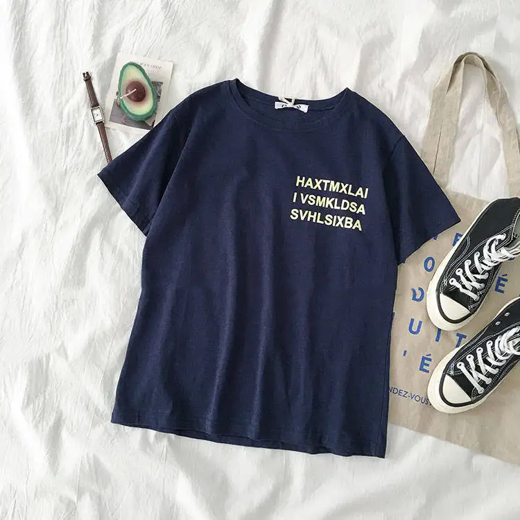 Женский костюм Новинка лета 2020 Женская Корейская версия футболки с надписью +