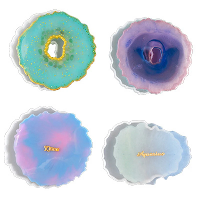 

4pcs/set DIY Decorative Crafts Baking Tray Base Round Epoxy Resin Silicone Coaster Molds Set for Jewelry Making
