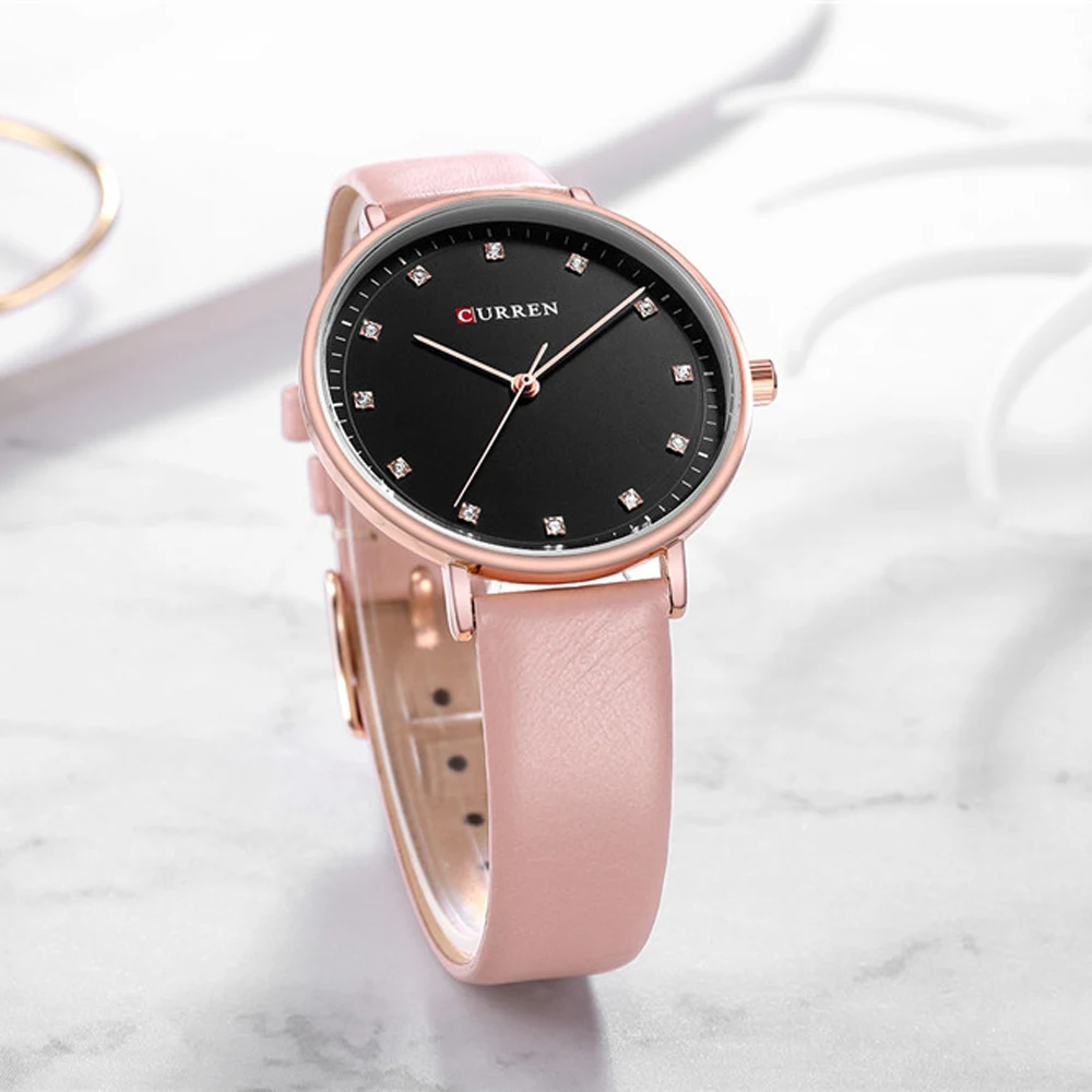 

Часы CURREN Женские Аналоговые кварцевые, очаровательные наручные с кожаным ремешком, подарок для женщин