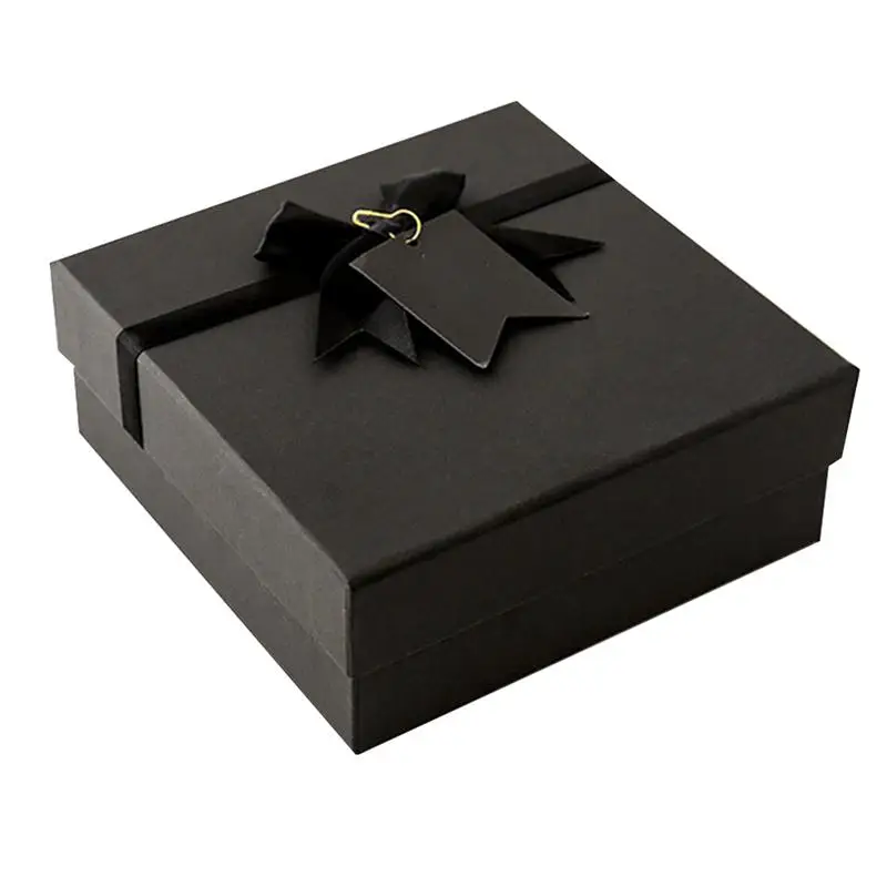Large Ribbon Case Wrap Party Favor Storage Jewelry Black Packing Boxes Paper Holder