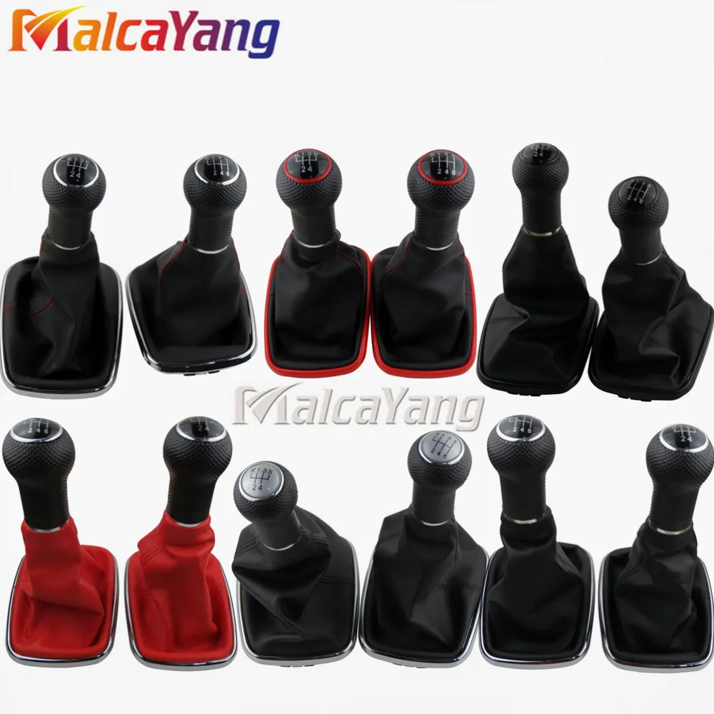 

12mm 5/6 Speed Gear Shift Knob For V-W Golf G-Ti MK4 R32 Bora MK4 Je-tta PU Leather Shifter Stick Knob With Dust-proof Cover